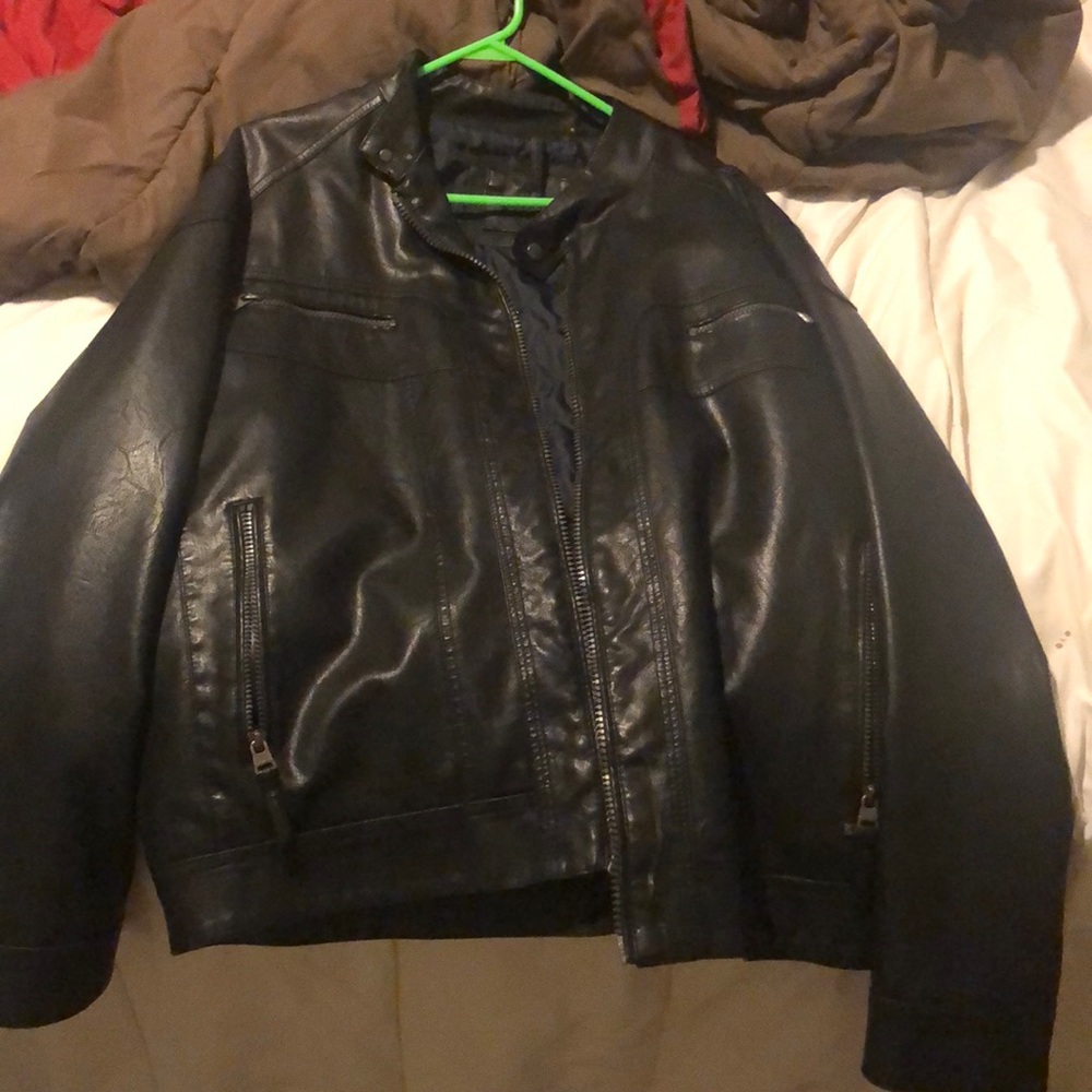 Black Leather Calvin Klein Jacket